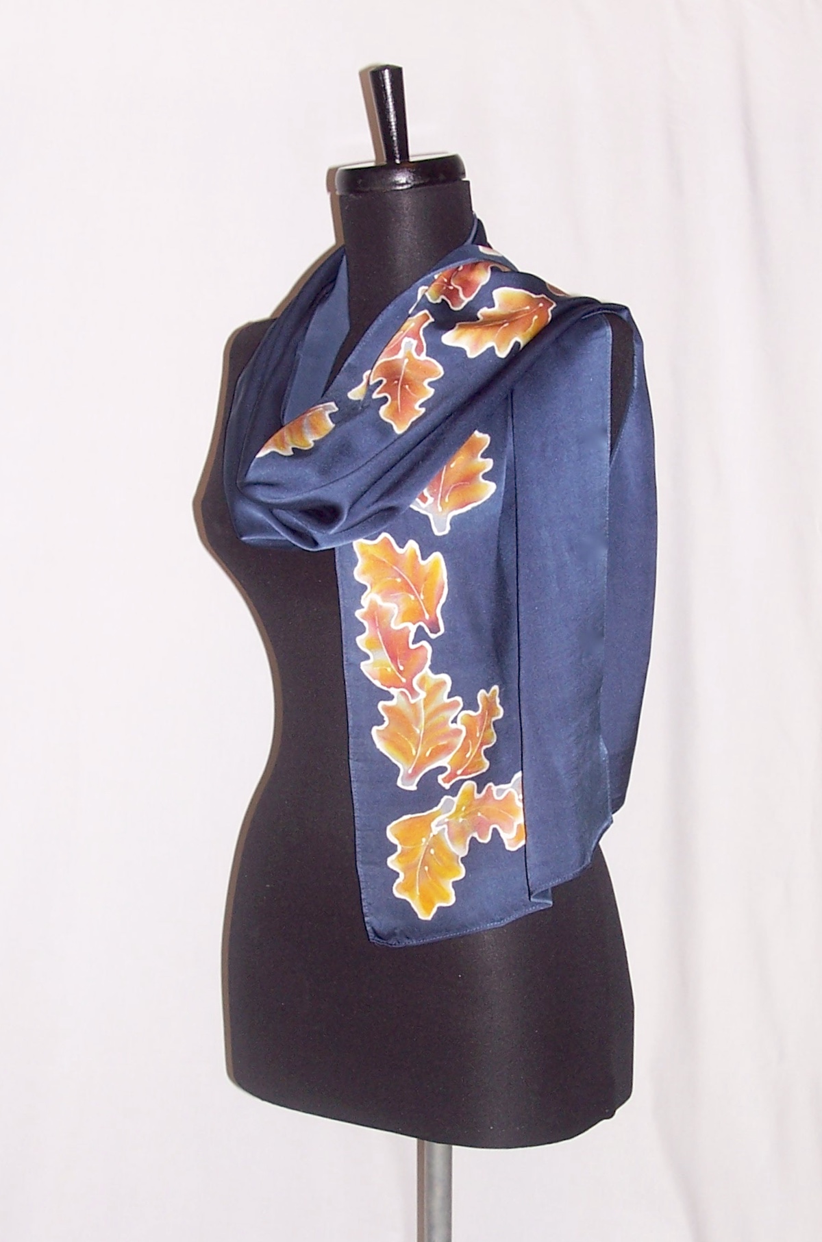 Scarf 84 (Fall Leaves on Blue)